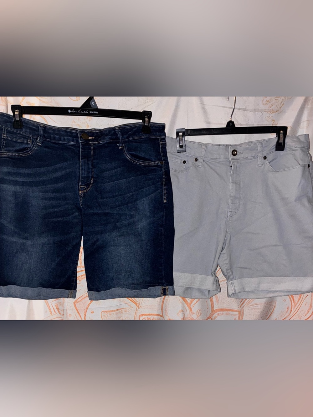 DKNY & Apt.9 Dark Blue Denim and Light Gray Bermuda Shorts Duo